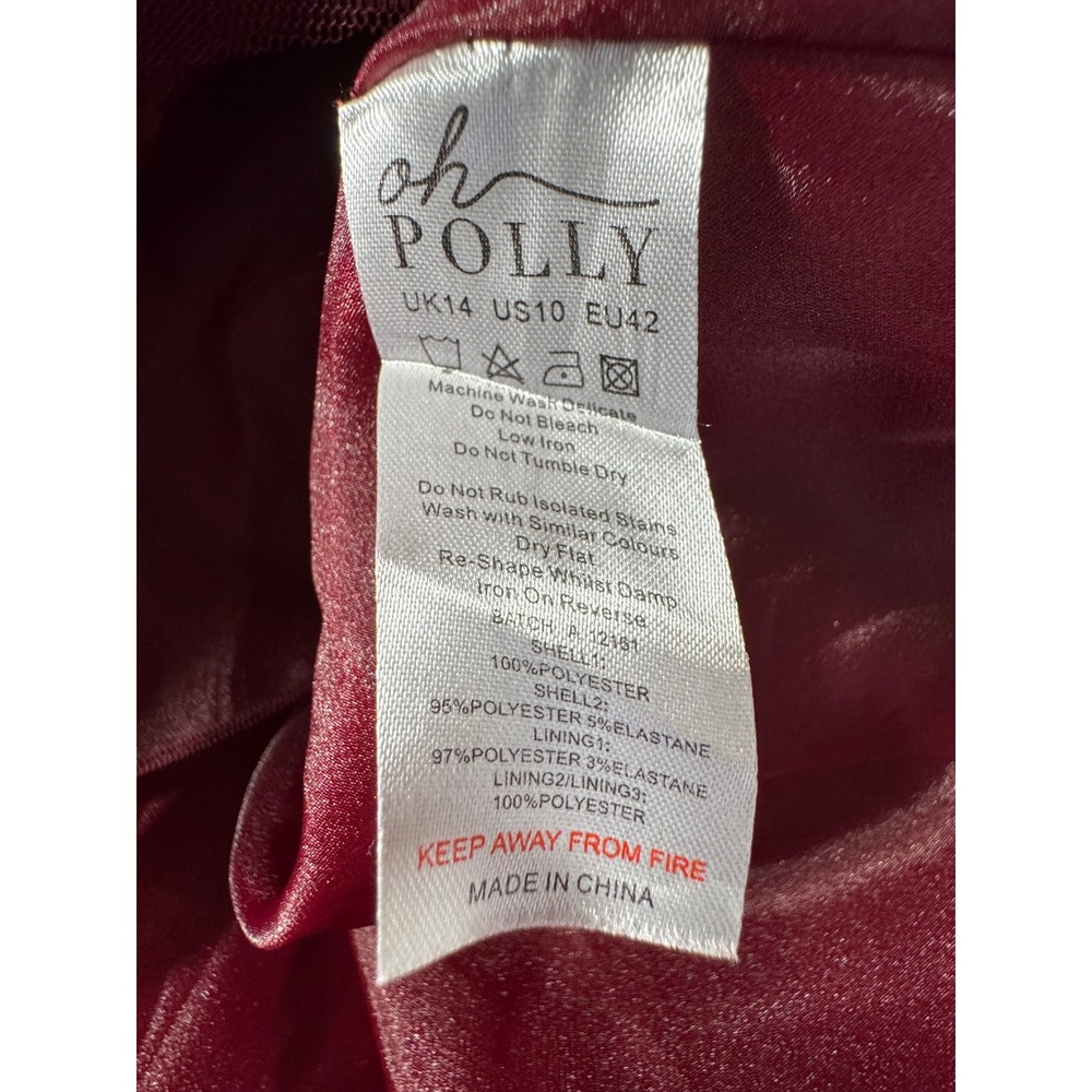 Oh Polly Burgundy Strapless Corset Midi Dress Velvet Bust Lace Up Back US 10 New - Picture 7 of 9